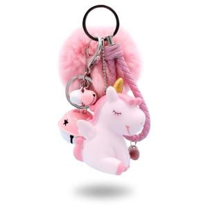 Brelok breloczek jednorożec różowy ozdoba zawieszka do torby plecaka pompon