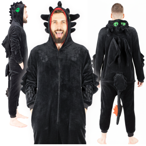 Kigurumi Onesie – kostium/piżama jednoczęściowa unisex czarna Furia
